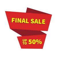 Final sale red icon discount banner isolated on white background. vector