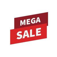 Mega sale red icon discount banner isolated on white background. vector