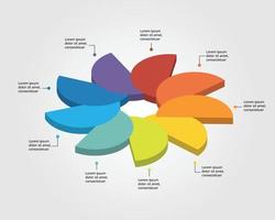 flower step template for infographic for presentation for 9 element vector