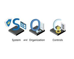 soc or system and organization controls to keep information assets secure vector