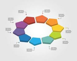 pentagon chart template for infographic for presentation for 10 element vector