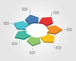 pentagon chart template for infographic for presentation for 7 element vector