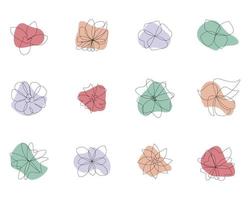 set of doodle line flower for decoration vector