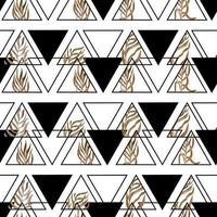 watercolor twigs with leaves in triangles frames geometric vector seamless pattern