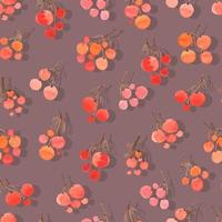 seasonal autumn watercolor bunches of berries vector seamless pattern