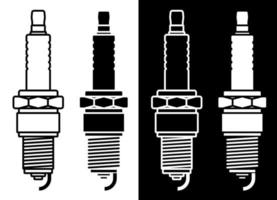 automotive spark plug. Icon in flat and linear style. Replacement of car parts in a service center. Vector