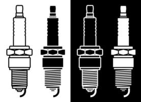 automotive spark plug. Icon in flat and linear style. Replacement of car parts in a service center. Vector