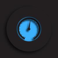 Car gauges, speedometer. Modern car dashboard element. Trendy vector in neomorphism style on dark background