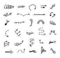 Vector set of hand drawn arrows, elements for presentation