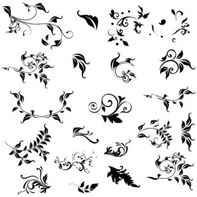 Calligraphic floral design elements, Vector set of calligraphic design elements