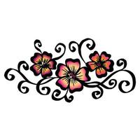 Vector hand-painted vintage flowers with curls isolated on white background