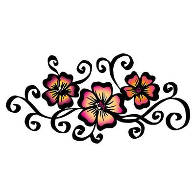 Vector hand-painted vintage flowers with curls isolated on white background