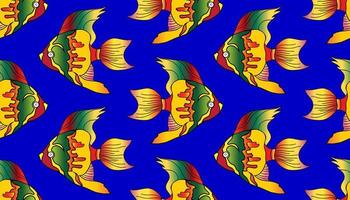 Vector sketch  of colorful fish Pterophyllum. Cichlidae. Seamless pattern
