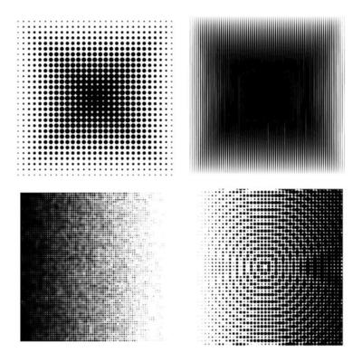 Vector collection of  golden halftone ink geometric monochrome squares