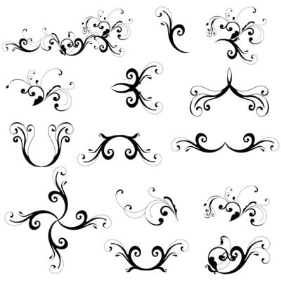 Calligraphic floral design elements, Vector set of calligraphic design elements