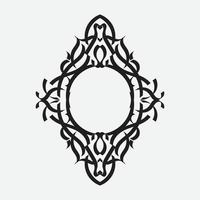 Vector vintage border frame engraving with retro ornament pattern in antique rococo style decorative design