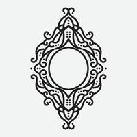 Vector vintage border frame engraving with retro ornament pattern in antique rococo style decorative design