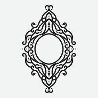 Vector vintage border frame engraving with retro ornament pattern in antique rococo style decorative design