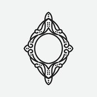 Vector vintage border frame engraving with retro ornament pattern in antique rococo style decorative design