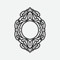 Vector vintage border frame engraving with retro ornament pattern in antique rococo style decorative design