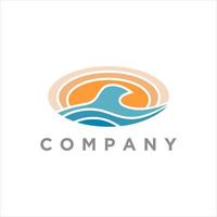 Modern ocean sunset logo illustration design vector