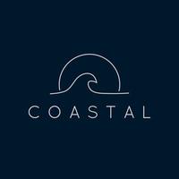 Minimalist line art coastal logo illustration design vector