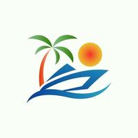 Modern tropical boating logo illustration design vector