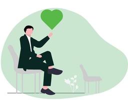 man appreciate with heart flat vector