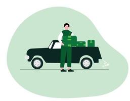 Illustration people with delivery truck vector