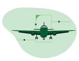 icono de avión verde simple símbolo de avión en plano vector