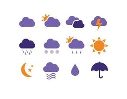 set of weather report forecast icons and stickers vector
