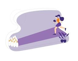 girl playing bowling flat design vector