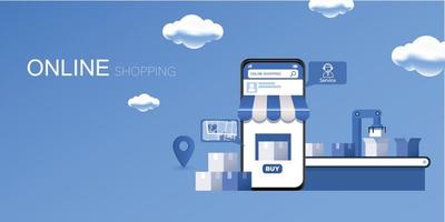 Mobile Application, Shopping Online on Website, Vector Concept