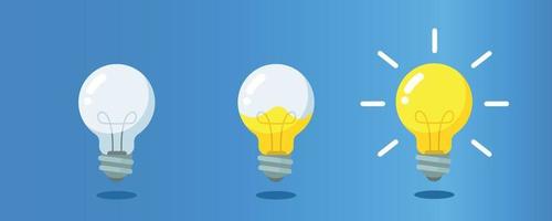 Lightbulb with liquid inside steps to creativity, concept of get ideas. Eps 10 vector illustration.