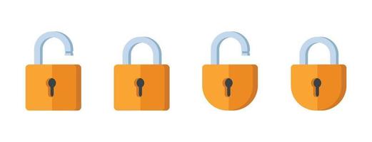 Lock and unlock padlock icons collection in a flat design vector