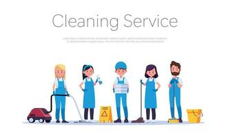 Cleaning service or company. woman and man doing housework. professional occupation.