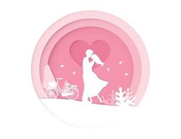 Vector illustration of Valentine day man and woman, paper cut style