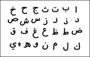Vector handwritten Arabic alphabet for kids