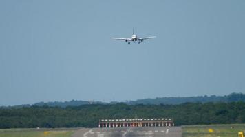 Airplane approaching before landing in Dusseldorf Airport video