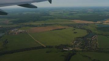 View from the cabin of an aircraft after taking off from Domodedovo airport video