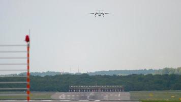 Turboprop airplane approaching before landing video