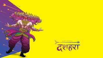 creative vector illustration of Lord Rama killing Ravana in Happy Dussehra Navratri poster festival of India. translation dussehra