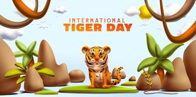 International tiger day awareness for conservation vector