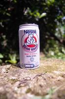 Gresik, Indonesia, 2022 - bear brand cans filled with pure plain milk photo