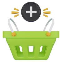 Shopping Basket 3D Icon Illustration for your website, user interface, and presentation. 3D render Illustration. photo