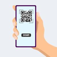 Phone scan icon. Phone in hand vector