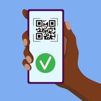 Reading with validation of a QR code label black vector