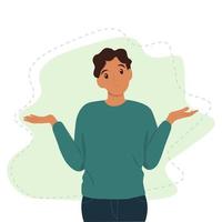 Black man shrugging with a curious expression vector