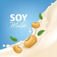 PrintRealistic Soy milk splash vector background illustration