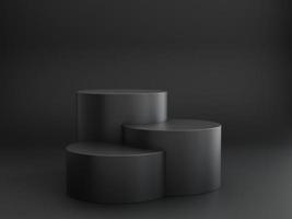 three round black podiums are great for 3D Rendering product presentations photo